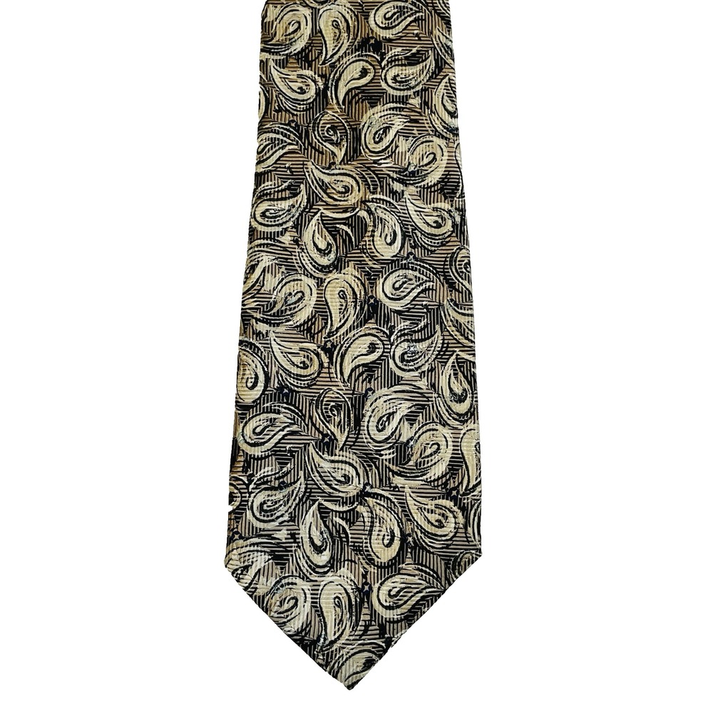 Robert Talbott Best of Class Nordstrom Silk Black Gold Paisley Mens Tie 4"x57"